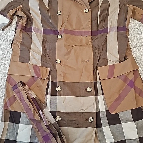 Burberry Brown and Purple Plaid Midi Dress - Picture 5 of 7